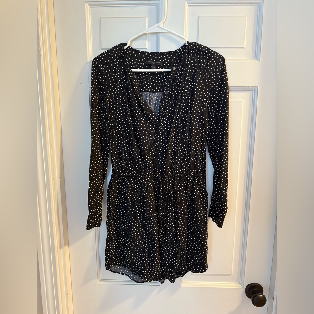 Bananna republic Black Polka Dot Long Sleeve Dress